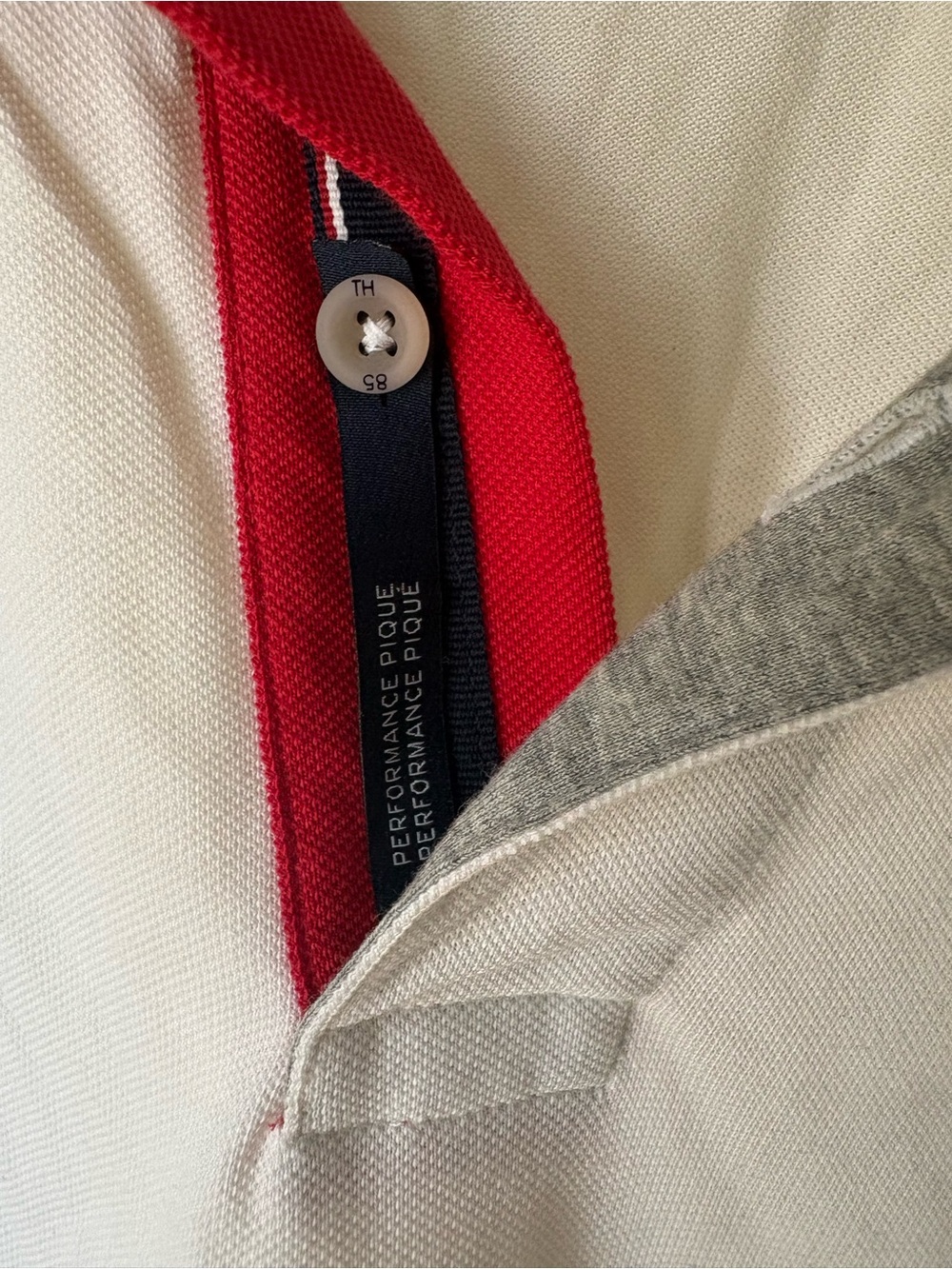 Tommy Hilfiger White Polo with Navy Collar and Red Trim - Picture 8 of 11